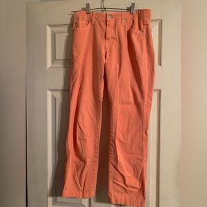 Fabrizio Gianni Jeans Women's Sz 4 Melon Color Stretch Straight Leg Made…